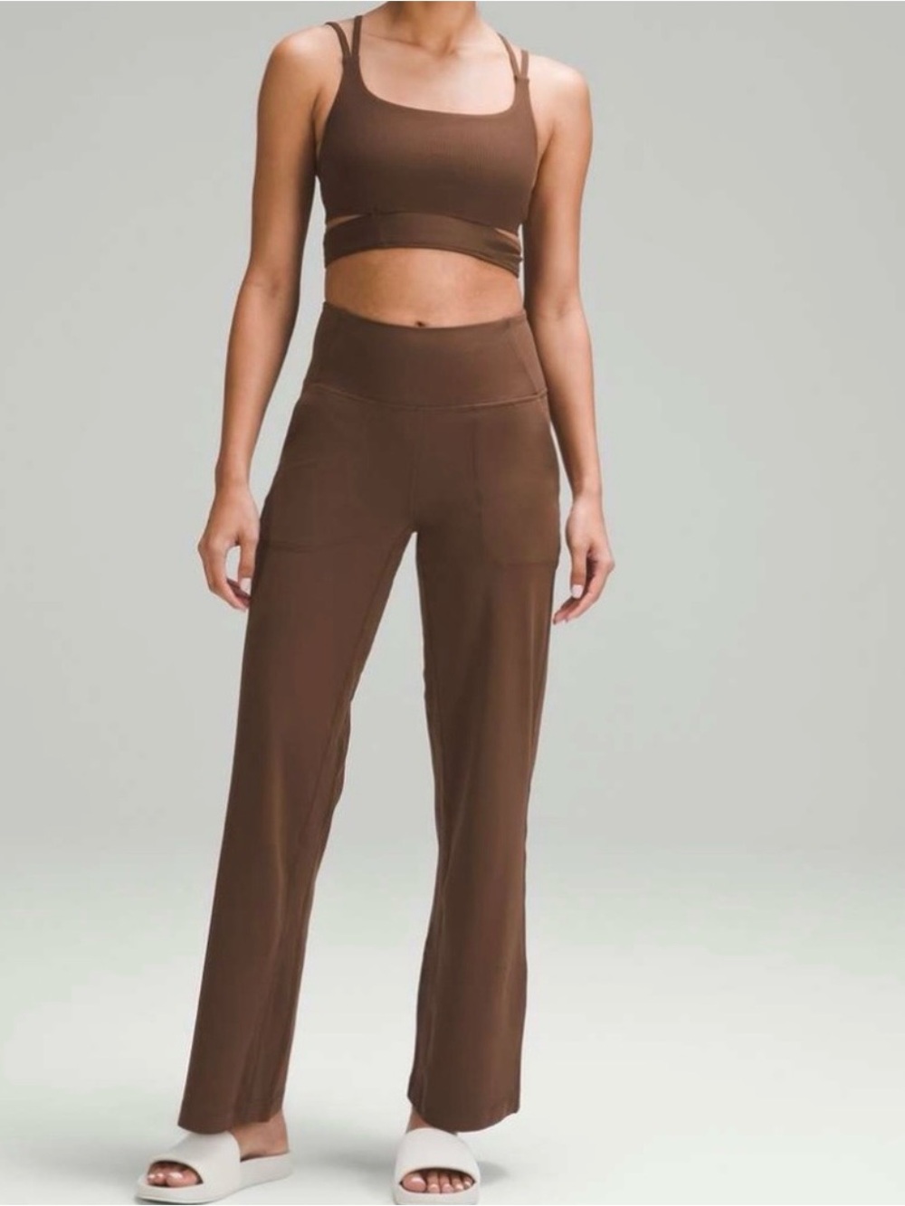 lululemon athletica Brown High-Rise Wide-Leg Yoga Pants
